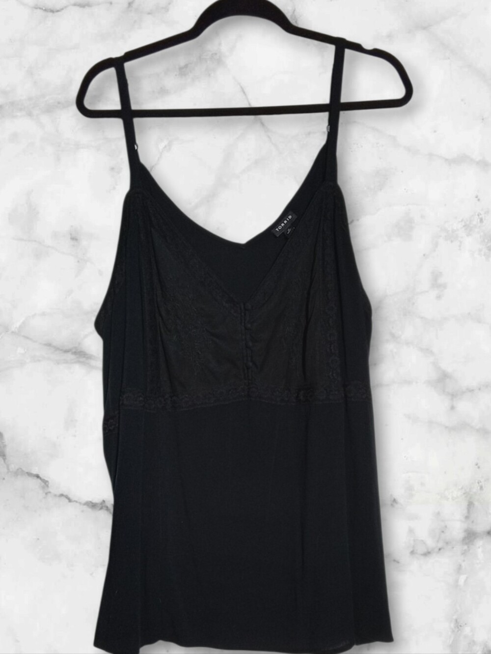 Torrid Black Lace-Detail Spaghetti Strap Top - Women